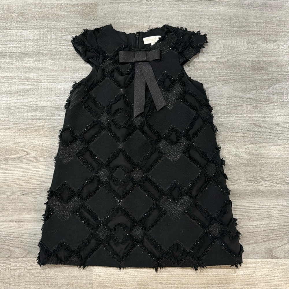 Bleu comme Gris Girls Size 4 black sparkly tweed holiday dress